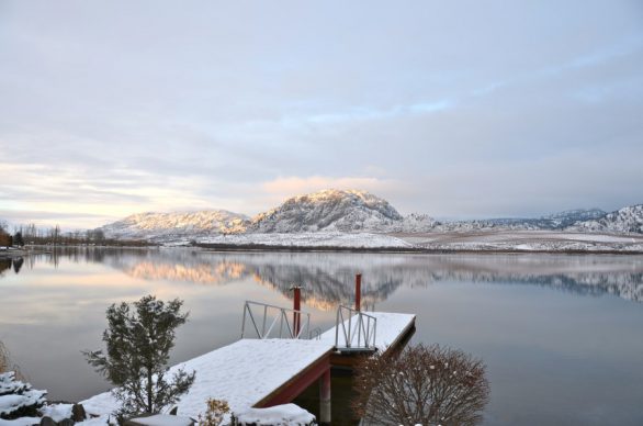 LAS osoyoos lake january with vineyards in background