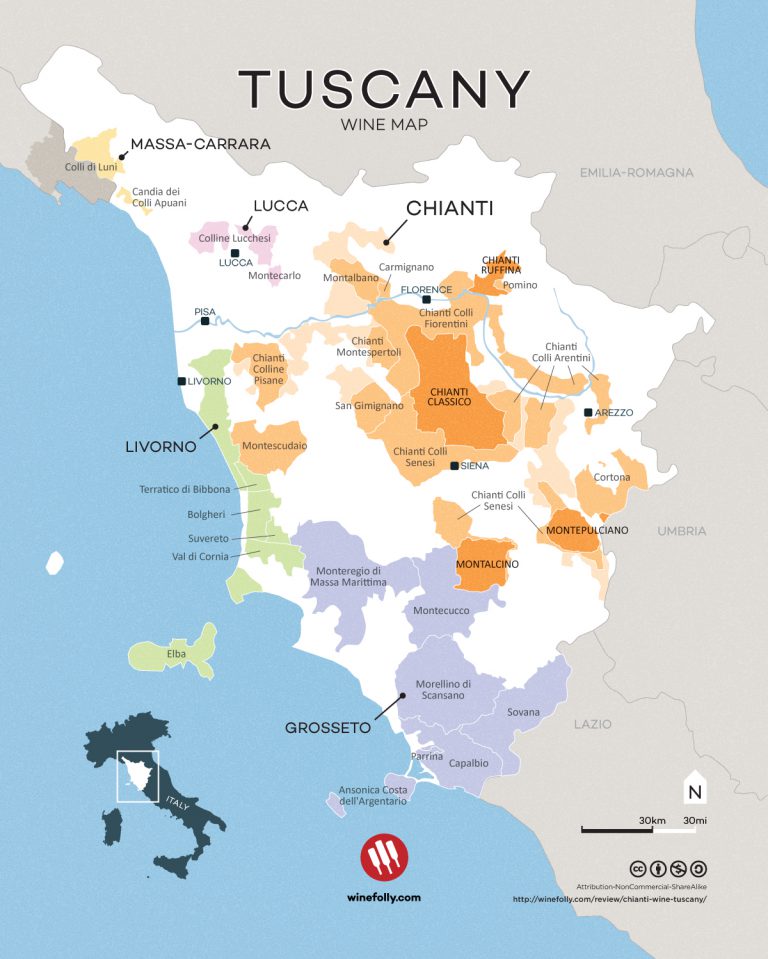 Tuscany Wine Map By Wine Folly Lastella 4841